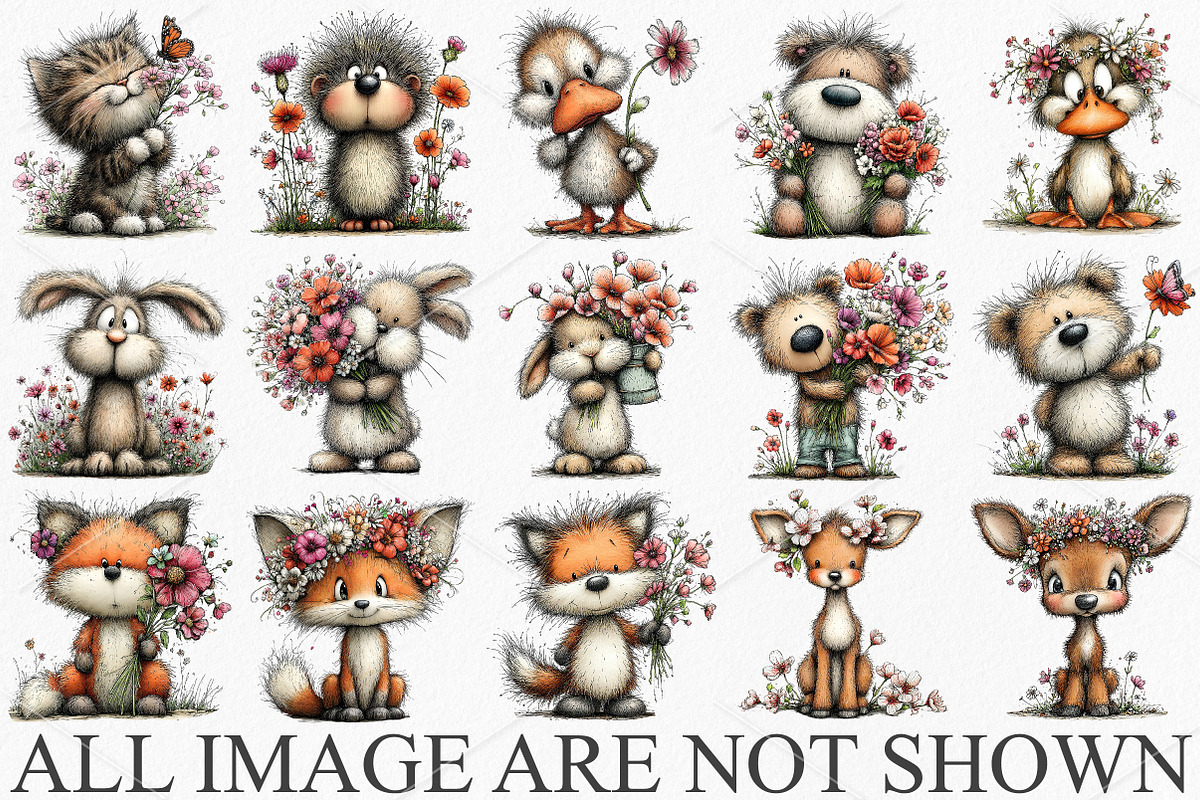 Whimsical Spring Animals Clipart, a Seasonal Illustration by Canvas Craft (Photo 4 of 7)