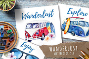 Watercolor travel & surfung set, a Transportation Illustration by Peace ART (Thumbnail 1 of 5)