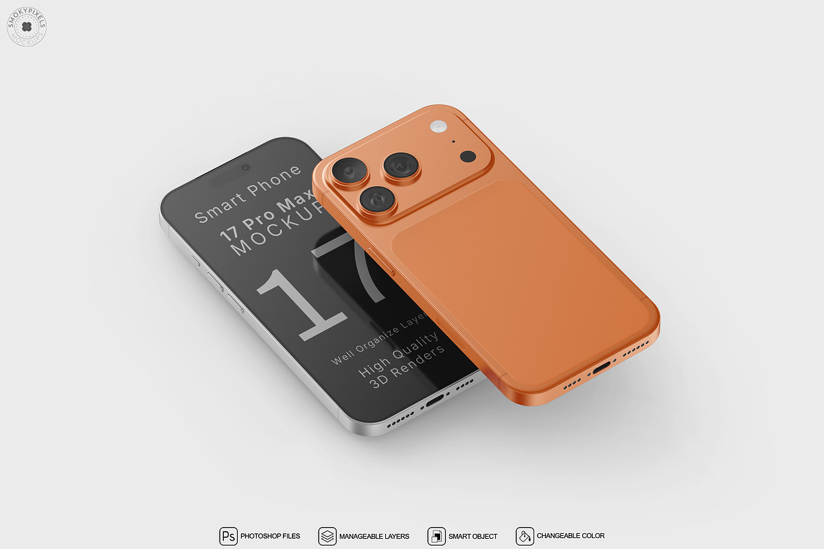 iPhone 17 Pro Max Mockup Set, an iPhone Mockup by SmokyPixels (Photo 4 of 5)