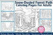 Winter Forest Shadows Coloring Page, an Animal Illustration by maggiesar (Thumbnail 1 of 4)