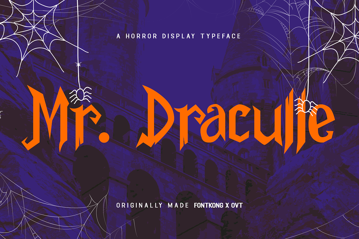 Mr. Draculle–Horror Display Typeface, a Blackletter Font by overlaytemplates (Photo 1 of 5)