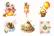 Cute Bee Summer Watercolor Clipart, an Illustration by CreationArt (Thumbnail 3 of 9)