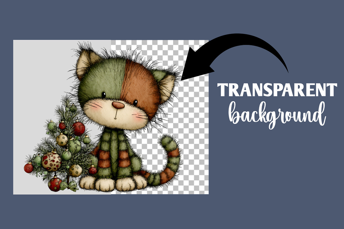 Whimsical christmas cat clipart, an Illustration by Designworld (Photo 2 of 6)