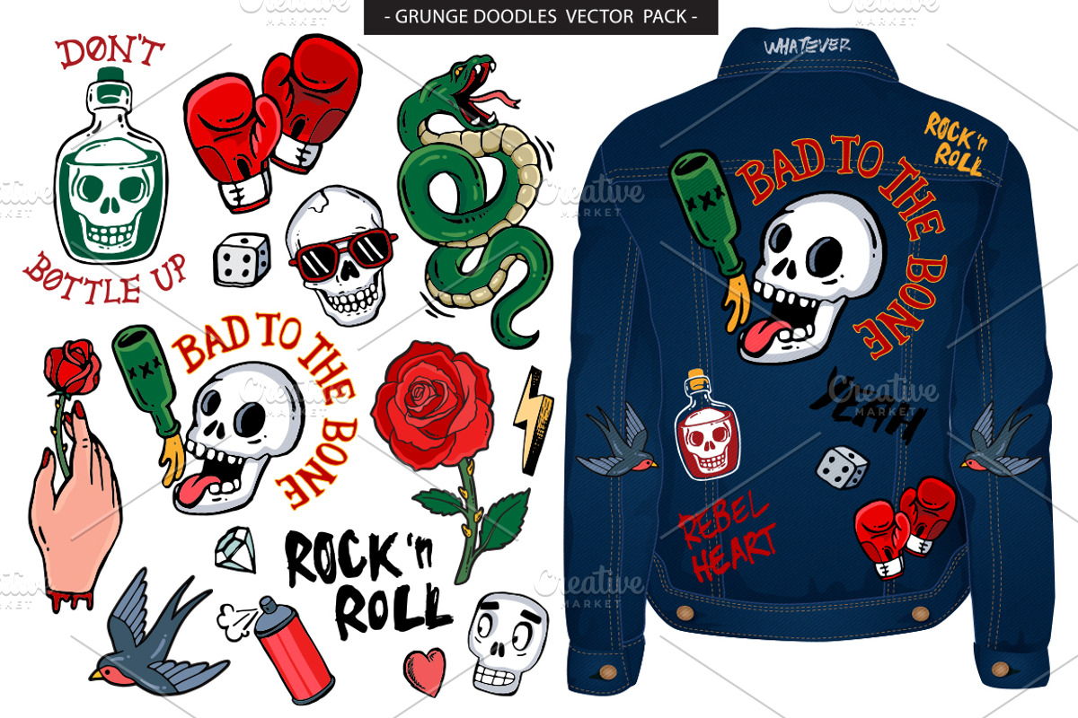 Grunge Graffiti Doodles Vector Pack, a Decorative Illustration by Lindy_doodle (Photo 5 of 13)