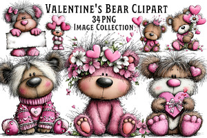 Valentine's Whimsical Bear Clipart, an Illustration by Dream Creation