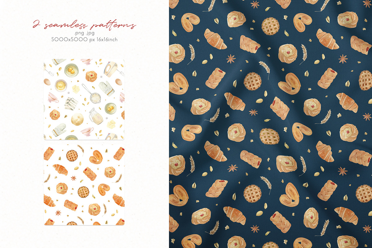 Baking at home - watercolor clipart, an Illustration by Julia M. Watercolor (Photo 10 of 12)