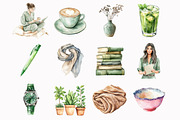 Watercolor Green Planner Lover Clipa, an Illustration by Design Market (Thumbnail 3 of 3)