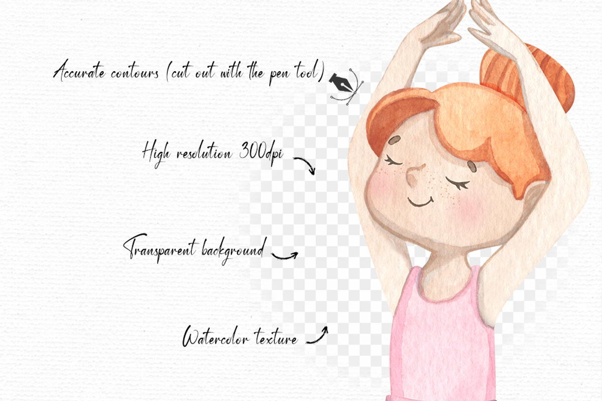 Cute Ballerina Watercolor Clipart, an Illustration by Gau Silva Studio (Photo 3 of 5)