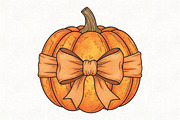 Coquette Pumpkin Grandmillennial PNG, an Illustration by CraftArtStudio (Thumbnail 1 of 4)
