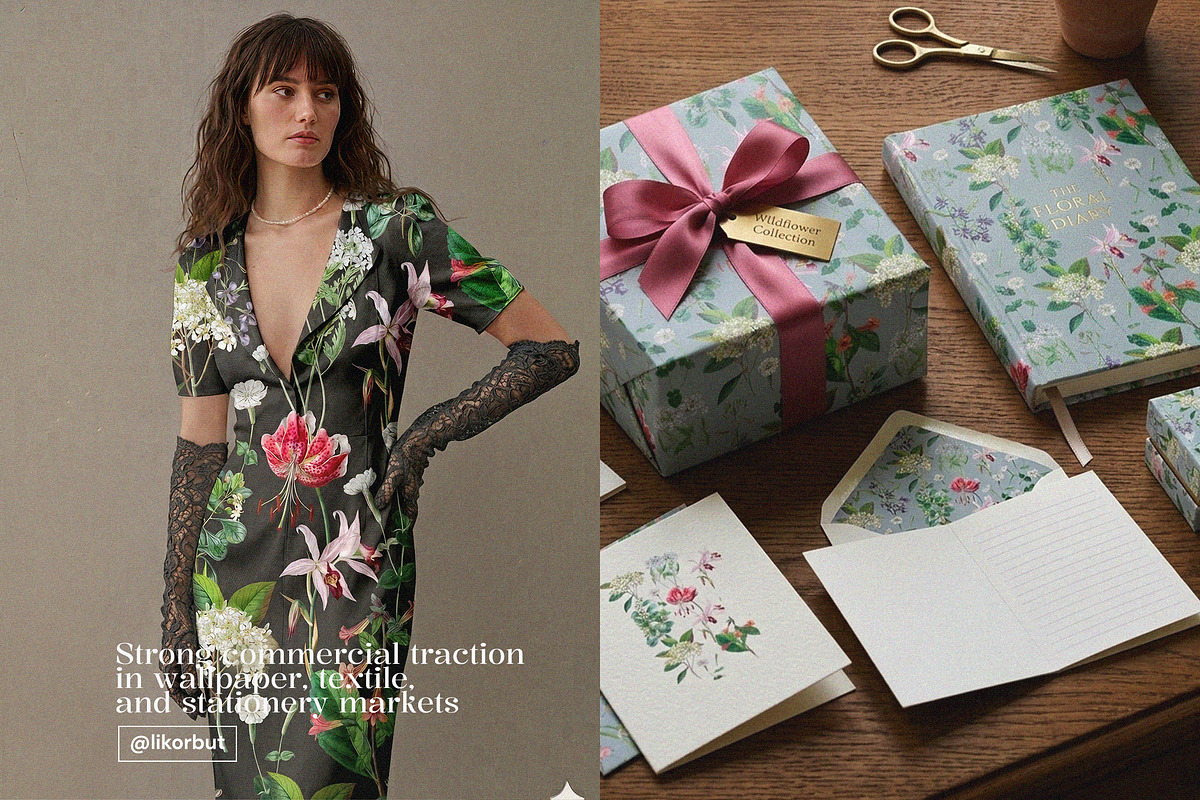 Blue Vintage Botanical Pattern, a Pattern Graphic by likorbut (Photo 8 of 14)