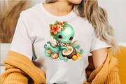 Watercolor Summer Octopus Clipart, an Animal Illustration by SVGArt (Thumbnail 3 of 5)