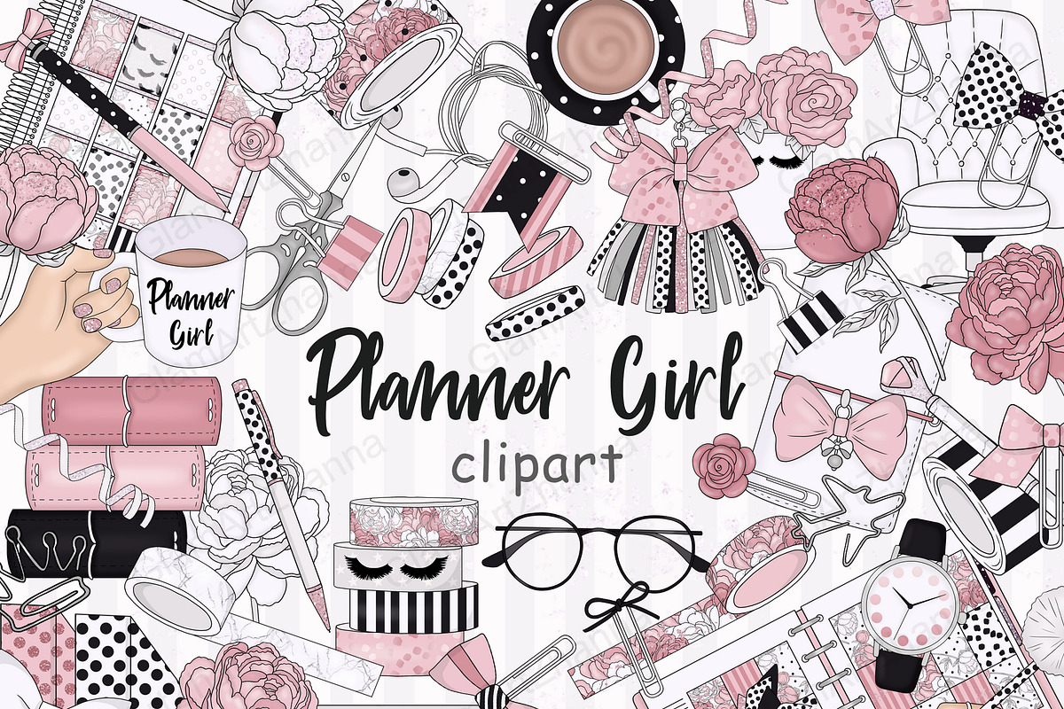 Planner Girl Clipart, a Work Illustration by GlamArtZhanna (Photo 1 of 4)