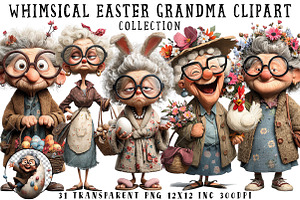 Whimsical Easter Grandma Clipart, an Illustration by OK Design