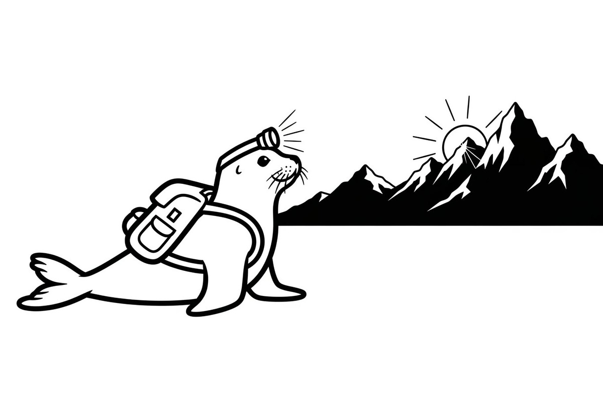 Sunlit Mountain Seal Silhouette, a Graphic by musafir_fashion (Photo 2 of 6)