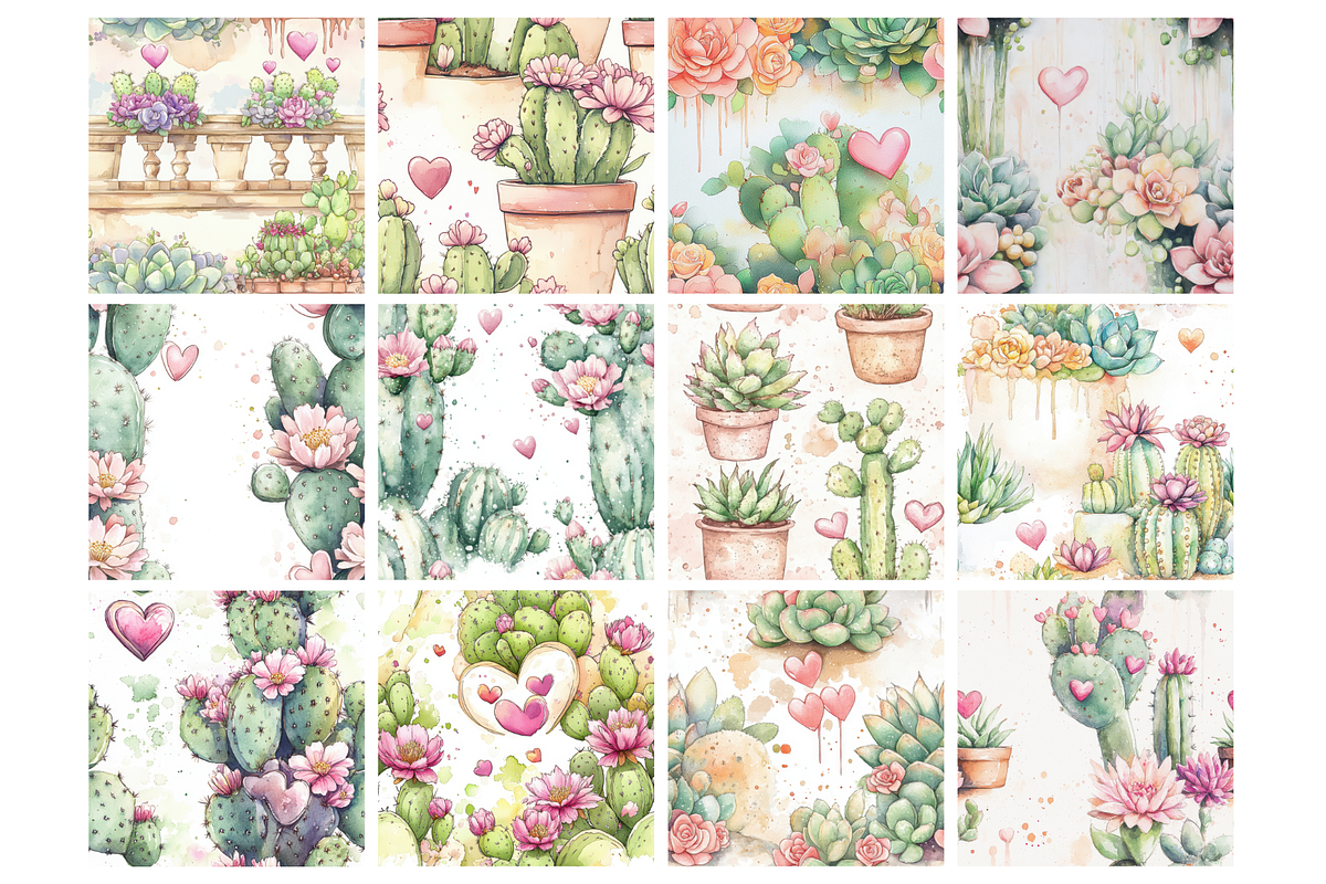 Valentine Cactus Seamless, an Illustration by Mashimara (Photo 2 of 4)