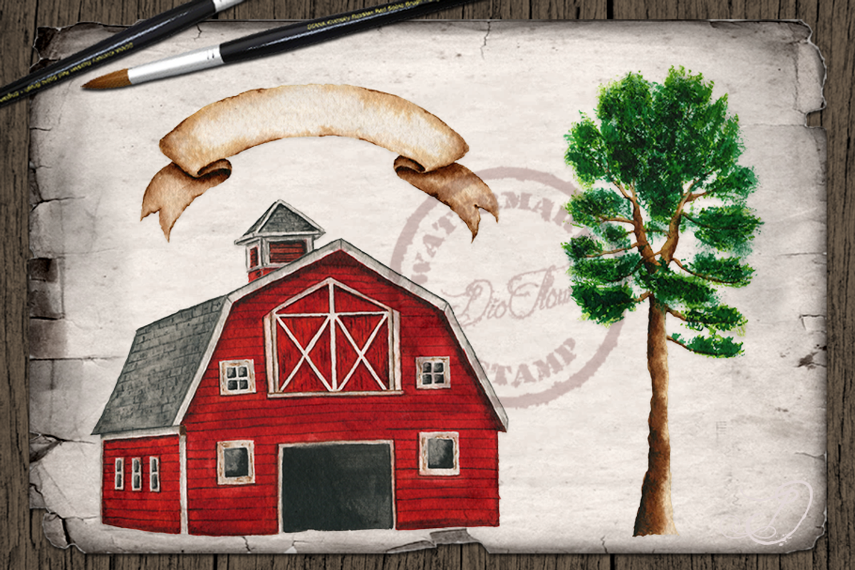 Fancy Farm Watercolor Illustration, an Animal Illustration by DioFlow (Photo 3 of 8)