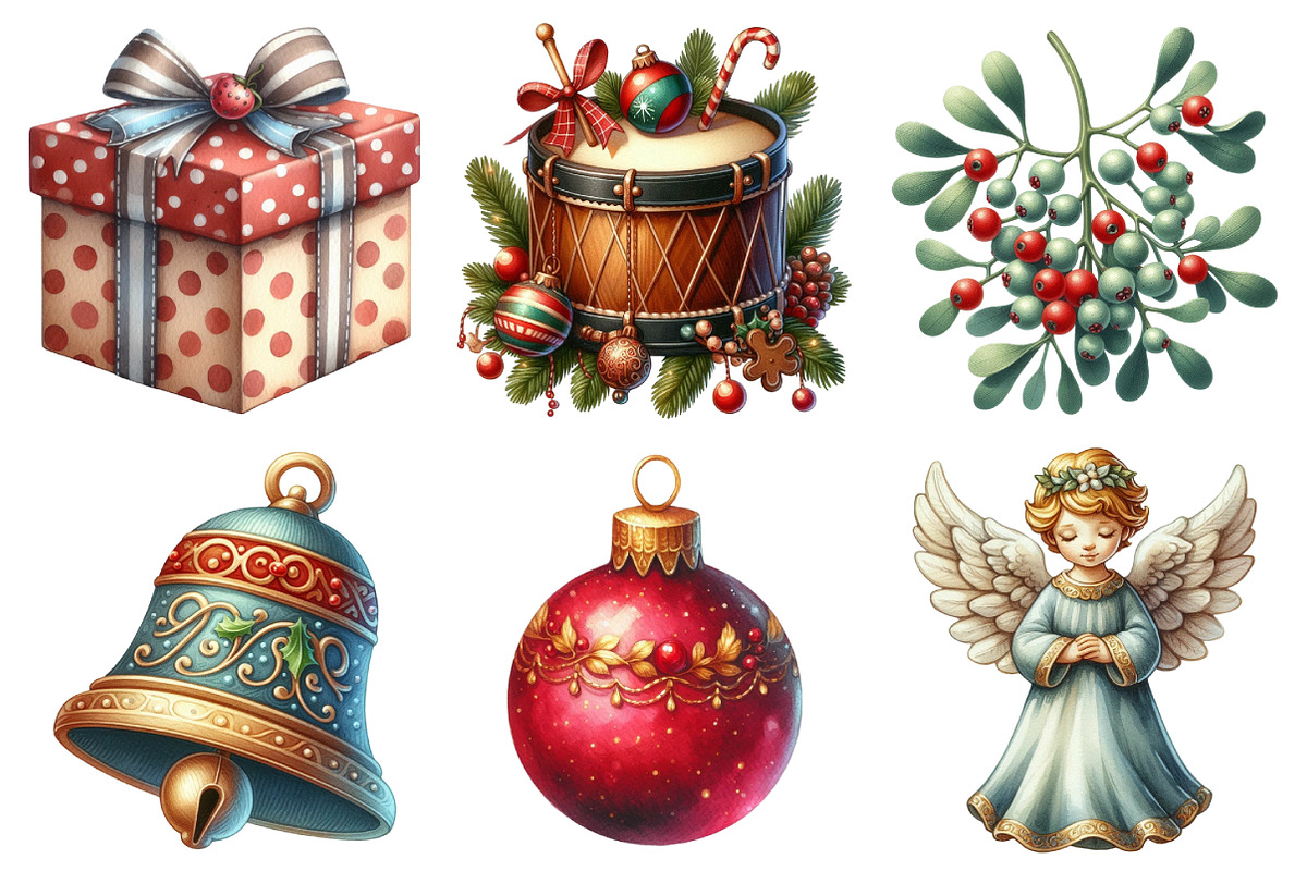 Vintage Noel Retro Christmas Clipart, an Illustration by Daily.Designs (Photo 3 of 5)