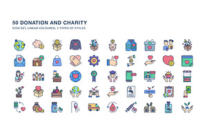 Donation And Charity Icon Set