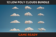 12 Low Poly Clouds Bundle, an Environmental 3D Model by CreativeeArt (Thumbnail 1 of 7)