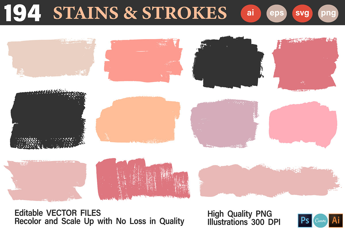 Vector Stains & Strokes Atelier +SVG, an Object Graphic by Katrinelly (Photo 10 of 15)