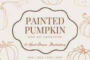 Painted Pumpkin | Pumpkin Line Art, a Seasonal Illustration by Fins and Fiction (Thumbnail 1 of 5)
