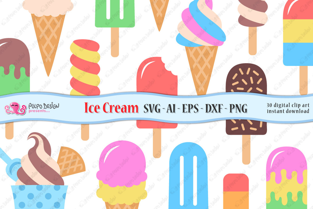 Ice Cream SVG, Eps, Dxf, Ai and Png., an Object Graphic by PolpoDesign (Photo 1 of 3)