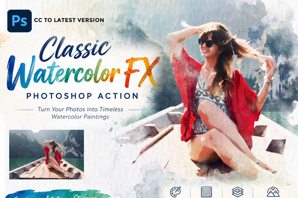 Classic Watercolor FX — Ps Action, an Action Add-On by Studio Retouch (Photo 1 of 12)