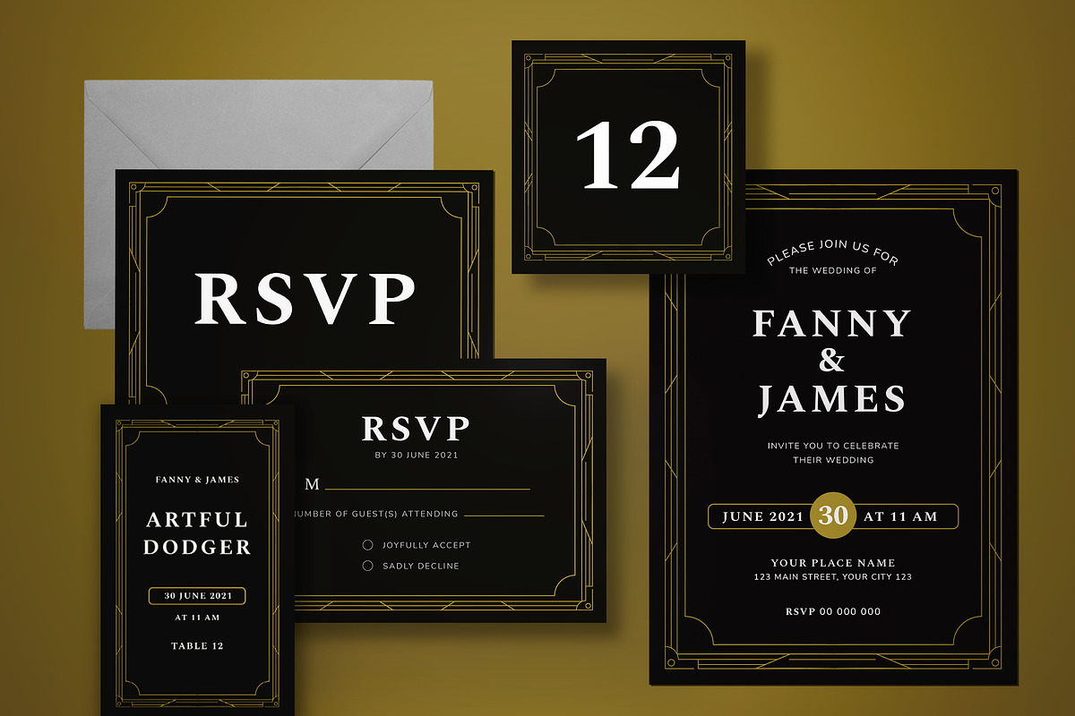Wedding Invitation Set, an Invitation Template by graphicook (Photo 2 of 3)