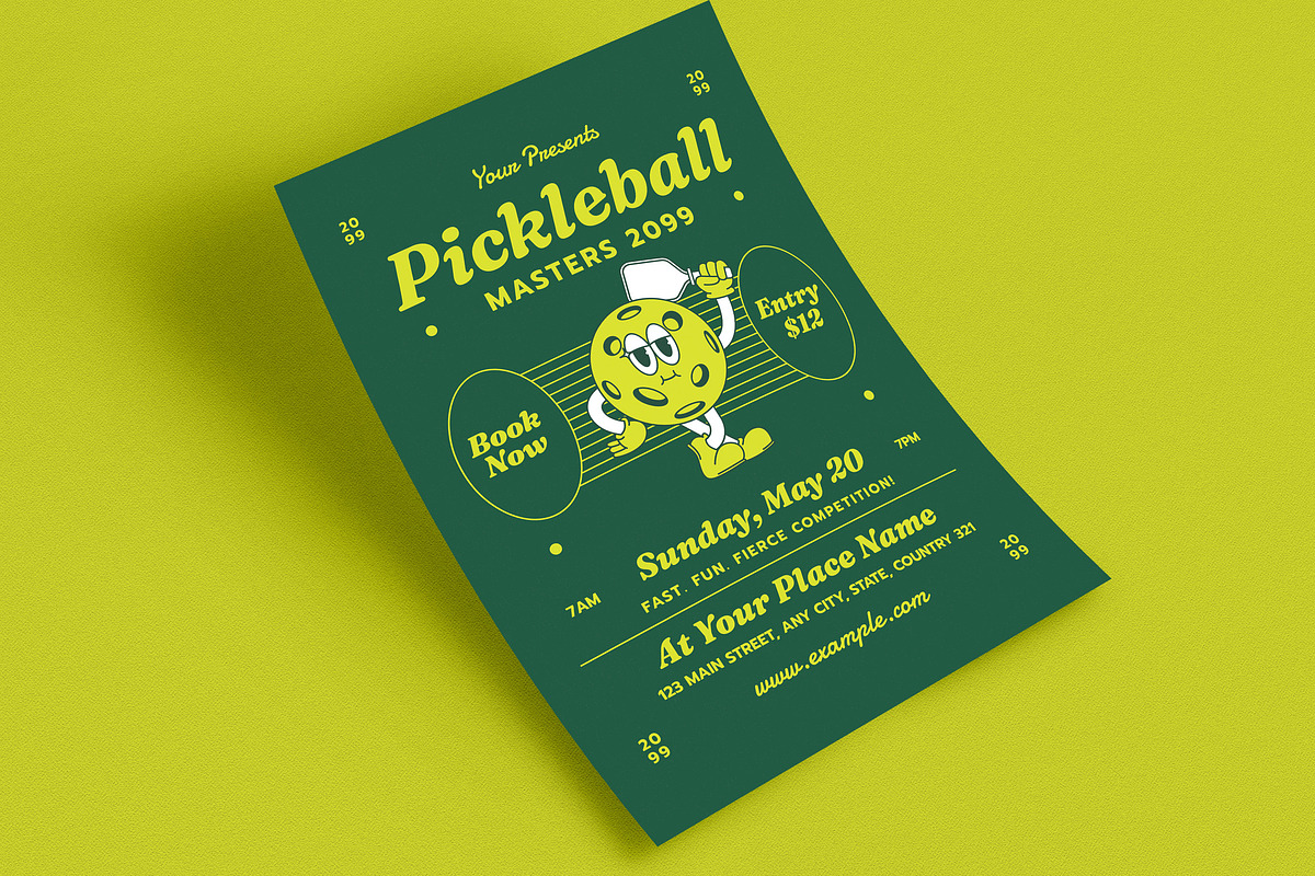 Retro Pickleball Tournament Flyer, a Flyer Template by Guuver (Photo 2 of 3)