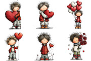 Whimsical Valentine Boy Clipart, an Illustration by CraftArtStudio (Thumbnail 4 of 6)