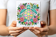 Boho Sea Turtle Png, Floral Summer, an Illustration by CraftArtStudio (Thumbnail 2 of 4)
