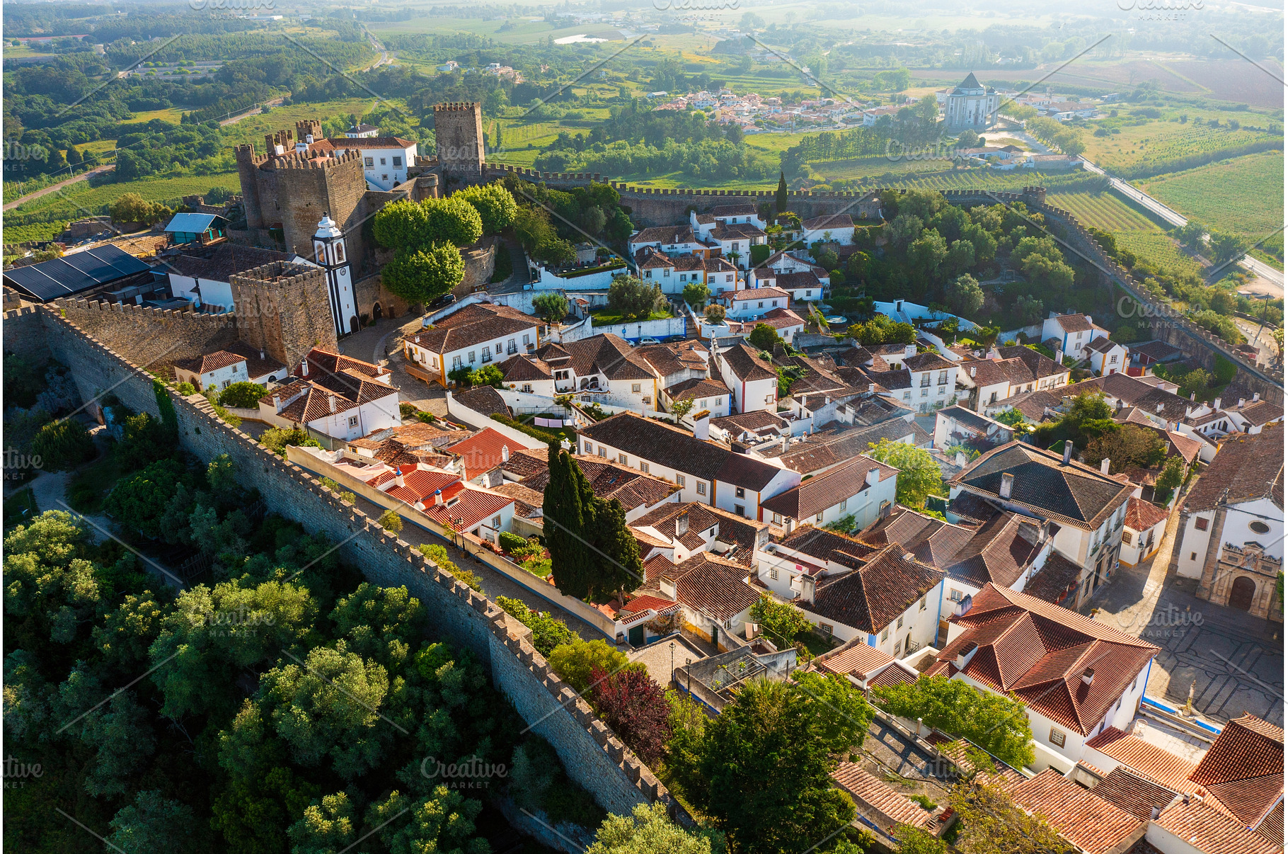 Aerial view of Obidos with historic, an Architecture Photo by Nature and travel