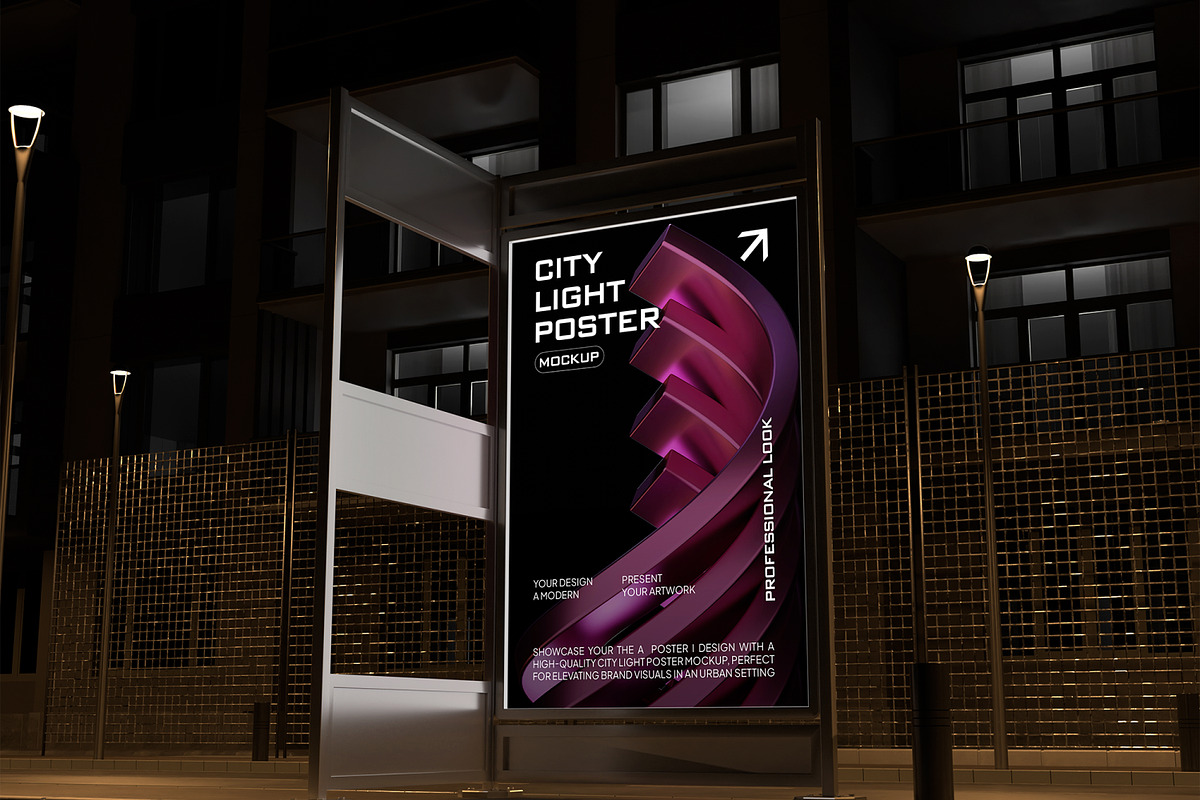 City Light Poster Mockup, an Advertising Mockup by Unerispace (Photo 3 of 4)