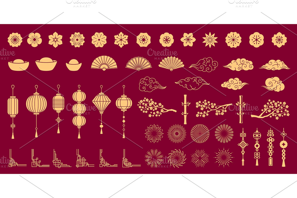 Oriental lunar New Year elements, a Seasonal Illustration by Seavector Studio (Photo 3 of 3)