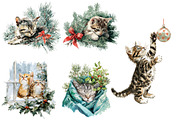 Christmas Cats Holiday Cats, an Illustration by Designworld (Thumbnail 4 of 5)