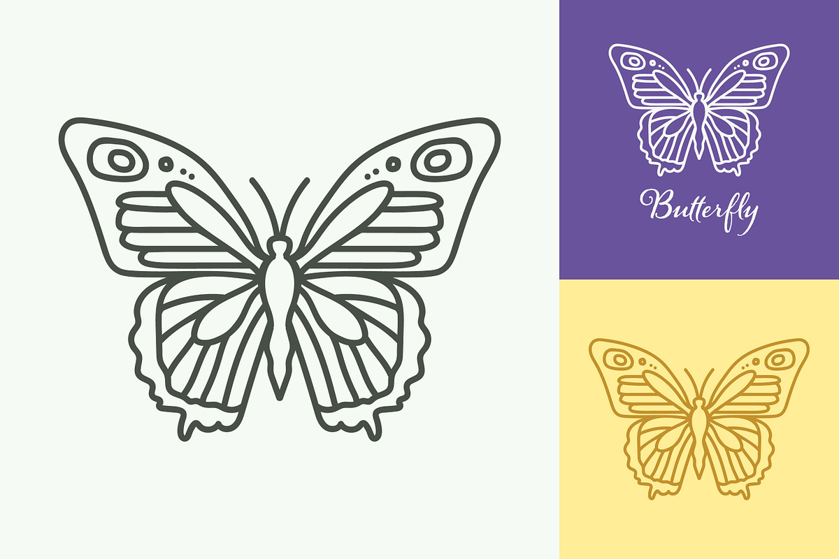 outline style butterfly design, a Branding & Logo Template by Saba Vector