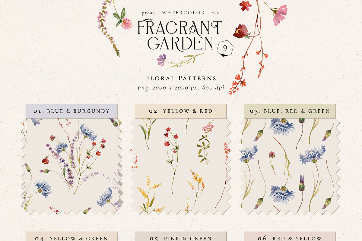 Fragrant garden-great watercolor set, a Decorative Illustration by Pamyatka Shop (Photo 18 of 24)