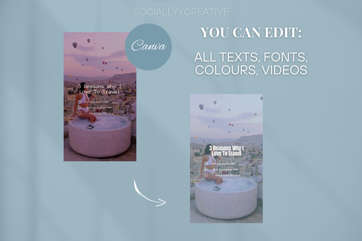 50 Instagram Travel Reel Templates, a Social Media Template by SociallyyCreative (Photo 4 of 10)