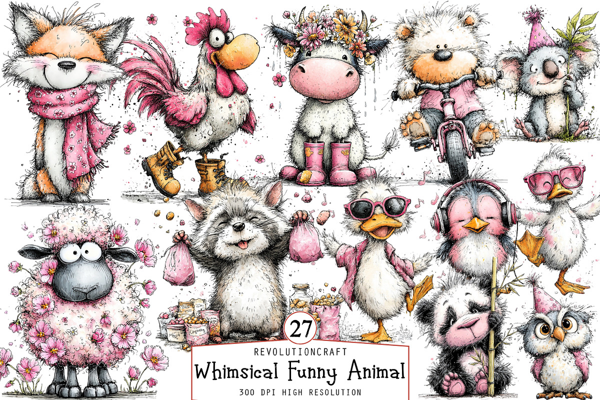 Whimsical Funny Animal Clipart, an Illustration by OK Design (Photo 1 of 6)