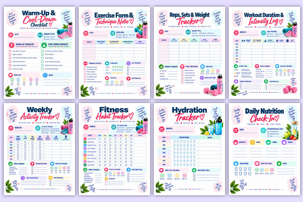 Beginner Fitness Journey Workbook, a Stationery Template by Mustafiz (Photo 4 of 4)