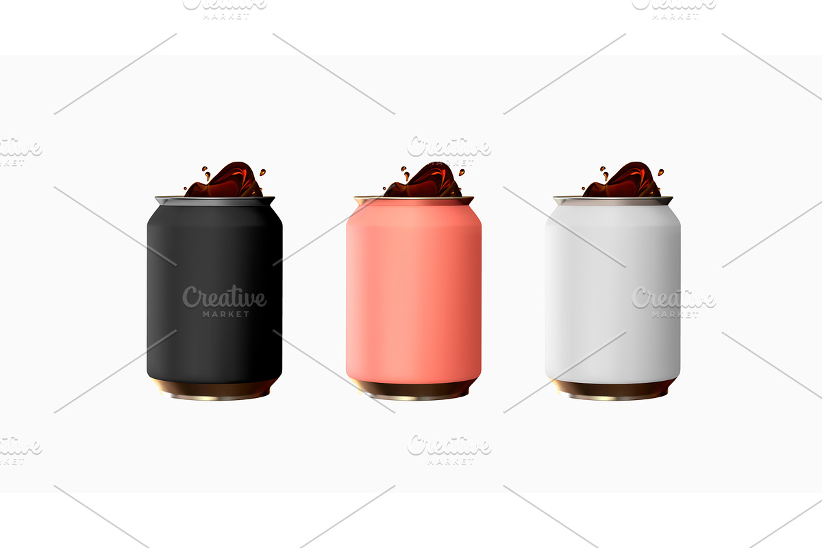 Set of realistic iron cans. Mock up, an Illustration by Modern vector