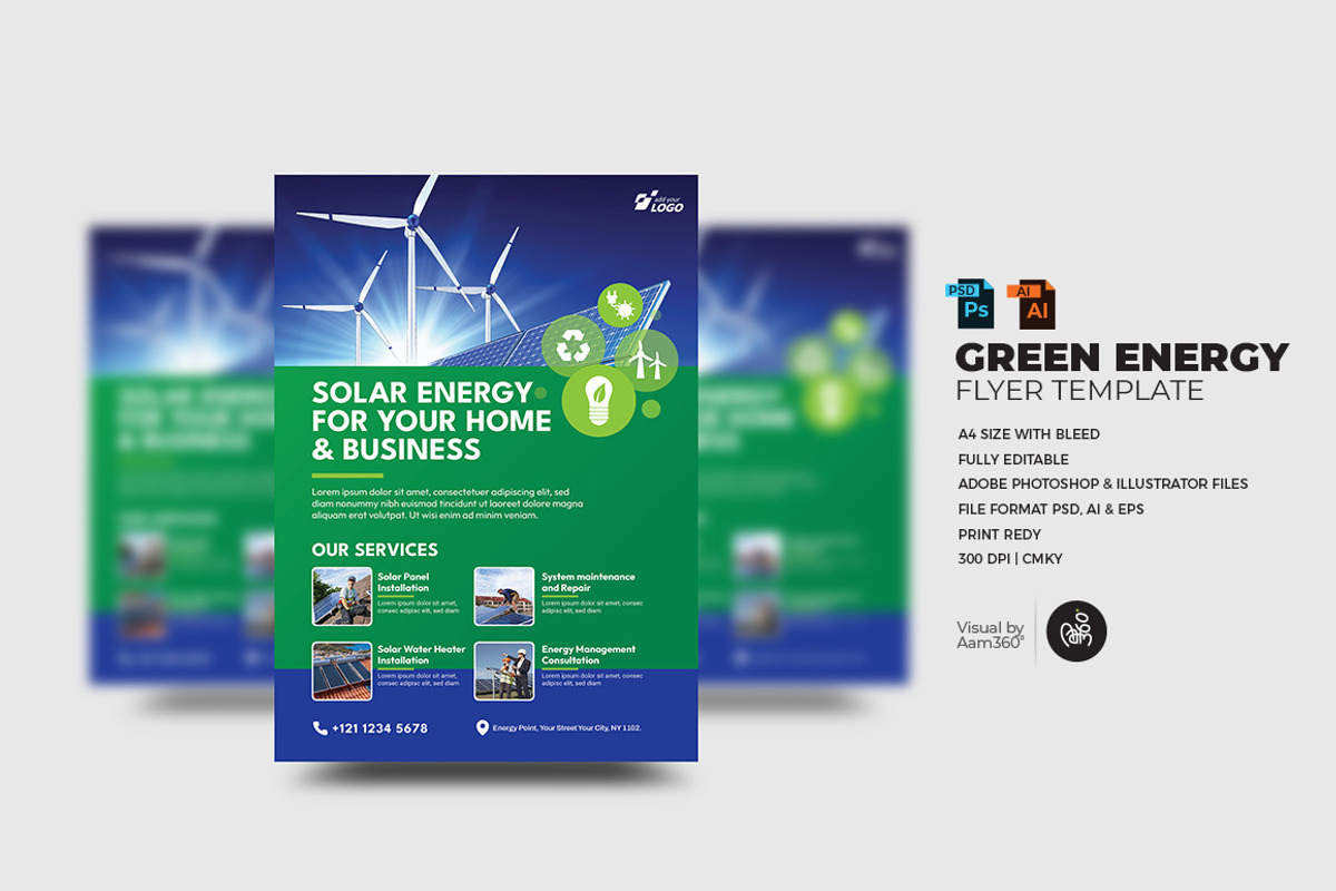 Green Energy Flyer Template, a Flyer Template by Aam360 (Photo 1 of 3)