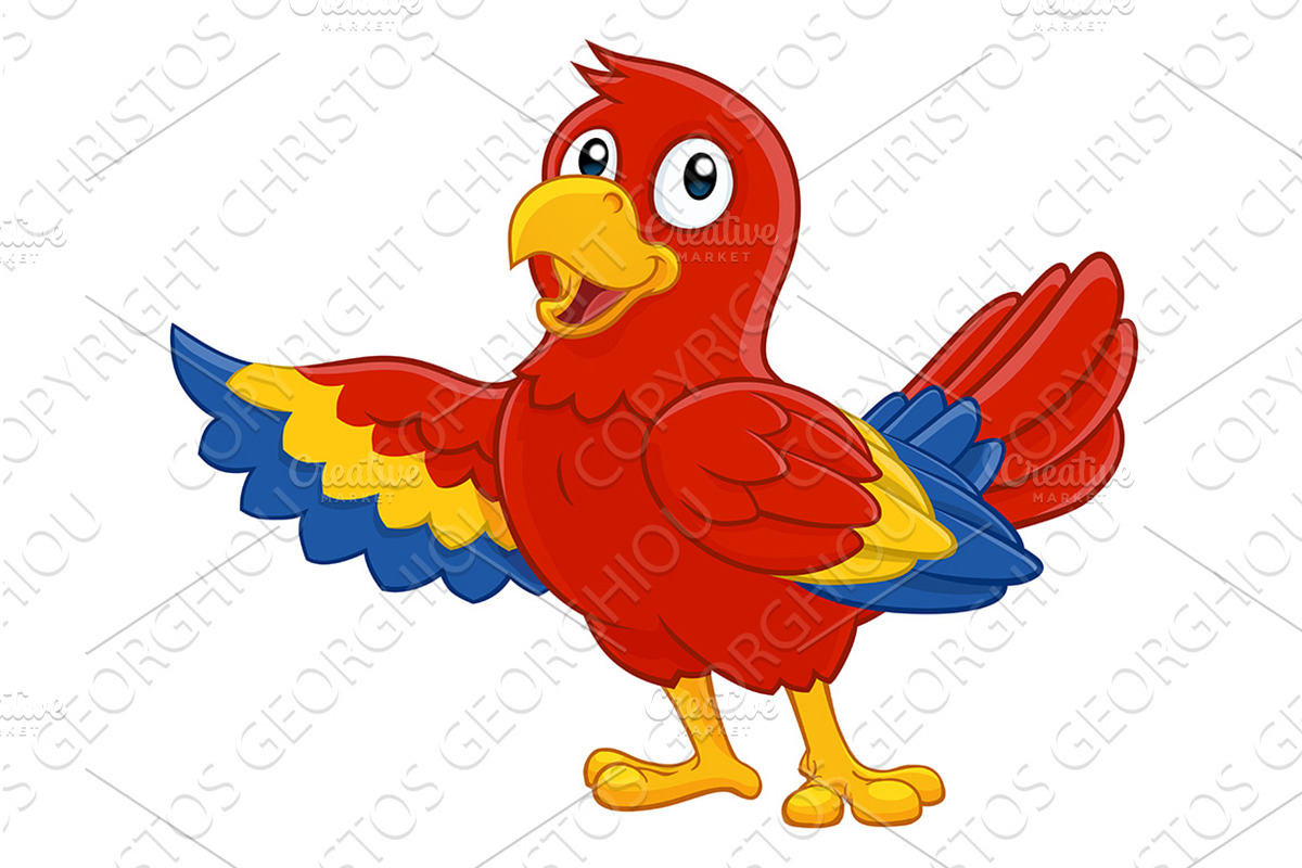 Parrot Red Macaw Bird Cartoon, an Animal Illustration by Christos Georghiou
