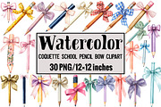 Coquette School Pencil Bow Clipart, an Illustration by Design Market (Thumbnail 1 of 3)