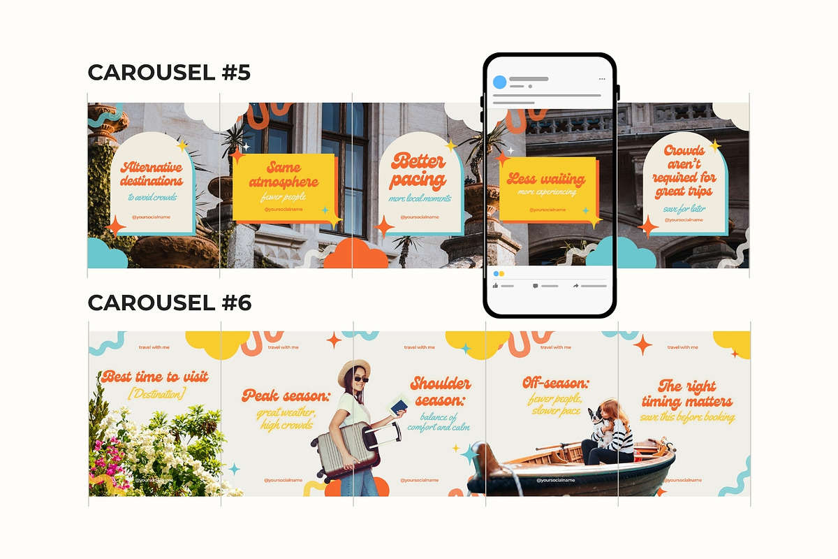 Retro Travel Instagram Carousels, a Social Media Template by Anna Design Studio (Photo 6 of 13)