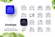 Envelope Outline Icons, an Outline Icon by cidcud_graphic (Thumbnail 1 of 2)