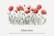 100 watercolour poppy clip art, a Seasonal Illustration by Poppy Lane Studio (Thumbnail 8 of 12)