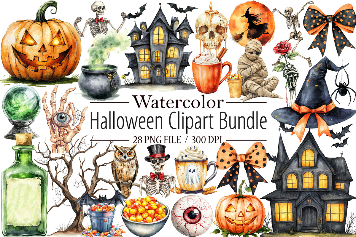 Halloween Clipart Bundle, an Illustration by Libby Wishes