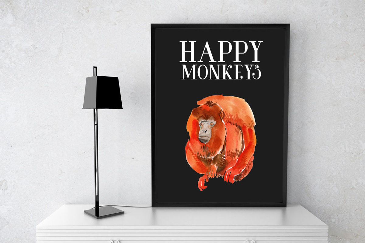 Watercolor Happy Monkeys, an Animal Illustration by Anastasia (Photo 7 of 13)