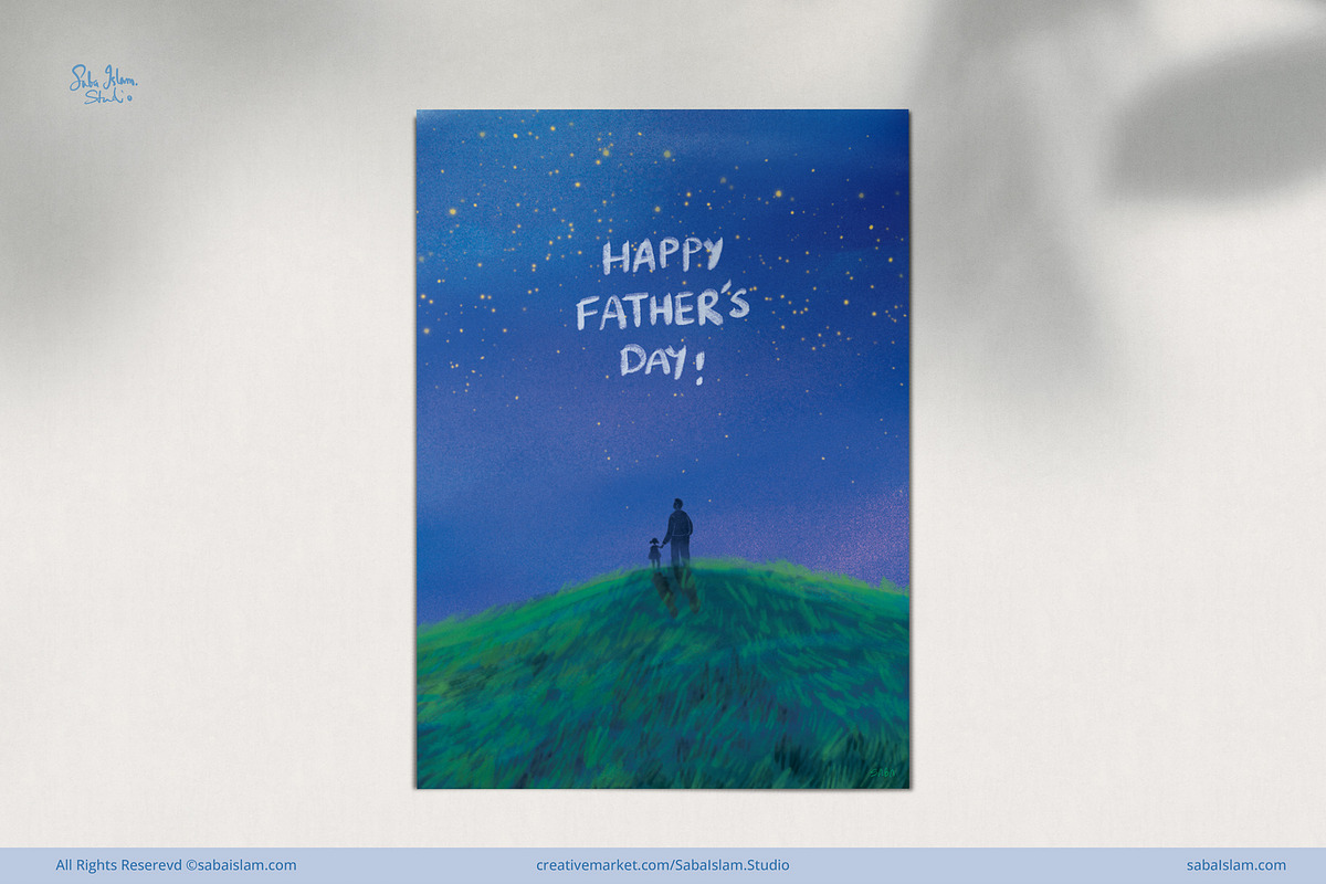 Mountain Stars Father's Day Card, a Card Template by SabaIslam.Studio (Photo 1 of 4)